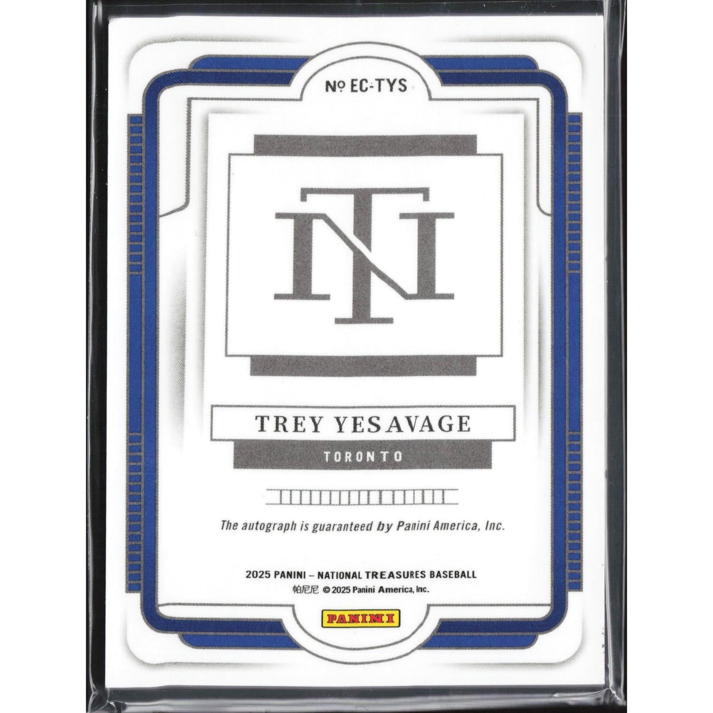 2025 Panini National Treasures Baseball - Ecklar's Choice Trey Yesavage #EC-TYS
