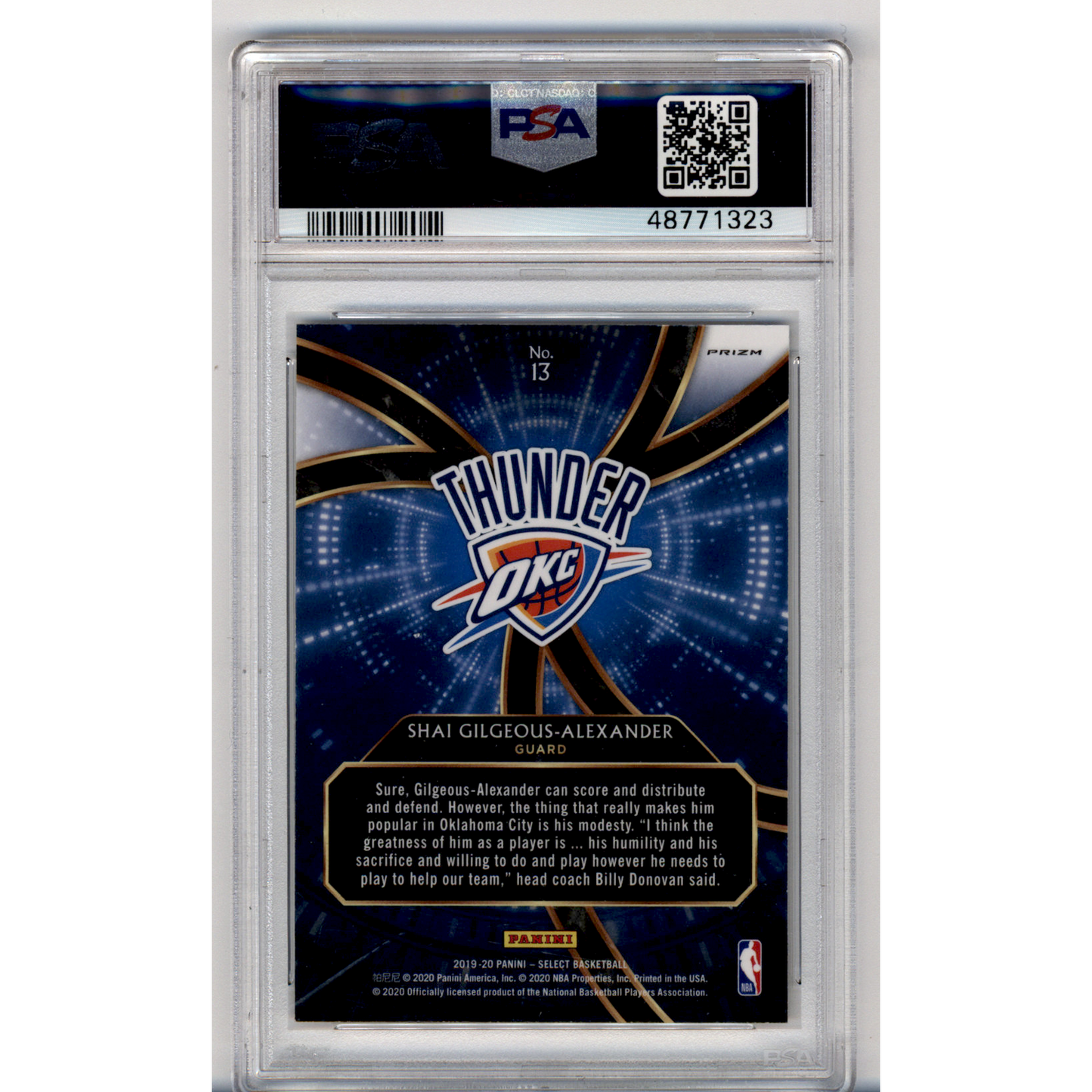 2019 Panini Select Phenomenon S. Gilgeous-Alexander #13 Silver PSA 9