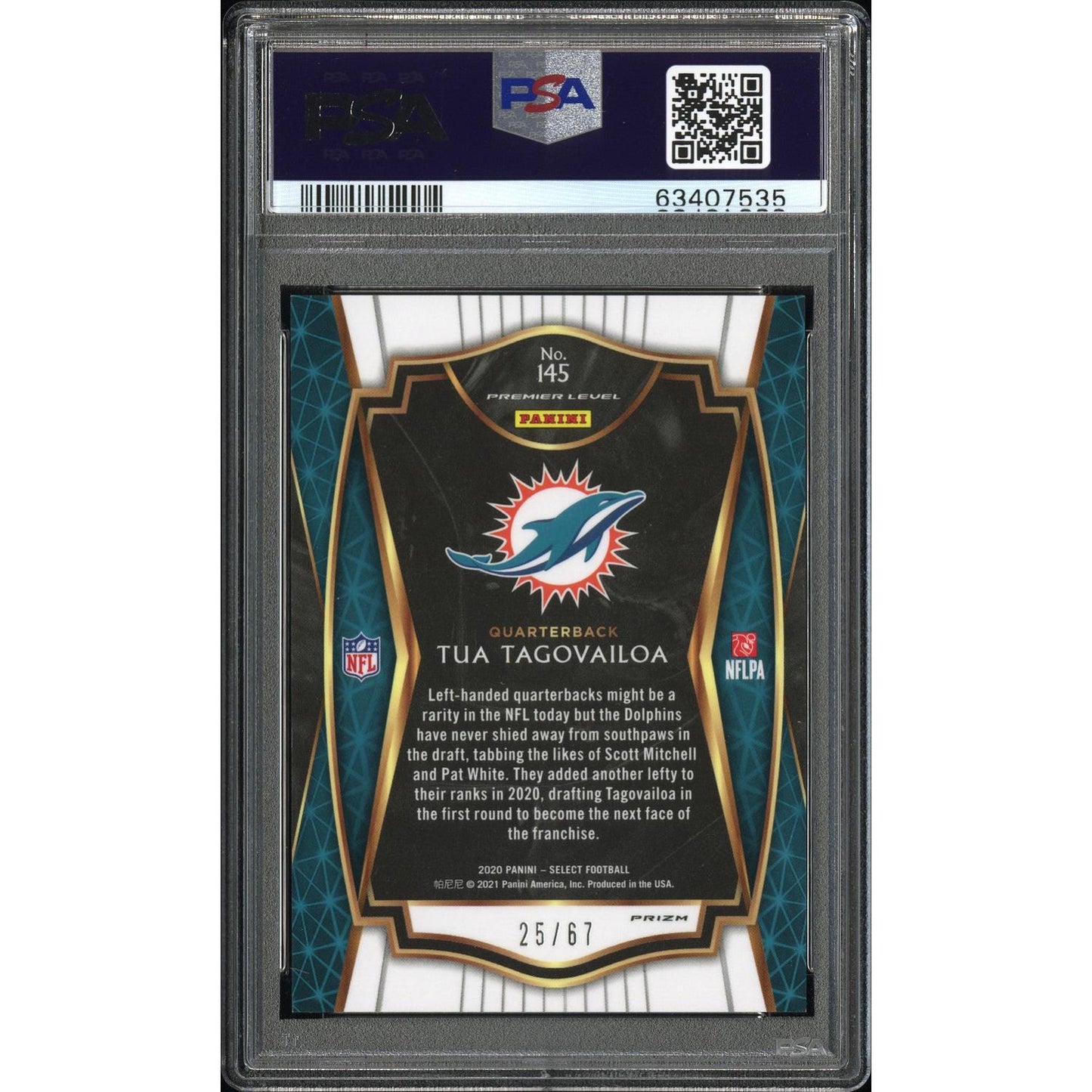 2020 Panini Select Tua Tagovailoa #145 Dragon Scale Prizm PSA 10