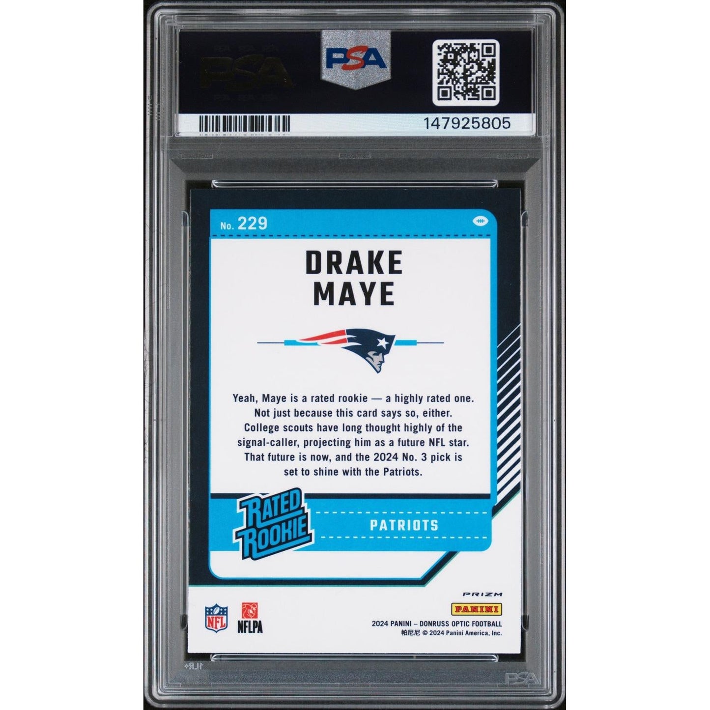 2024 Panini Donruss Optic Drake Maye #229 Holo PSA 10