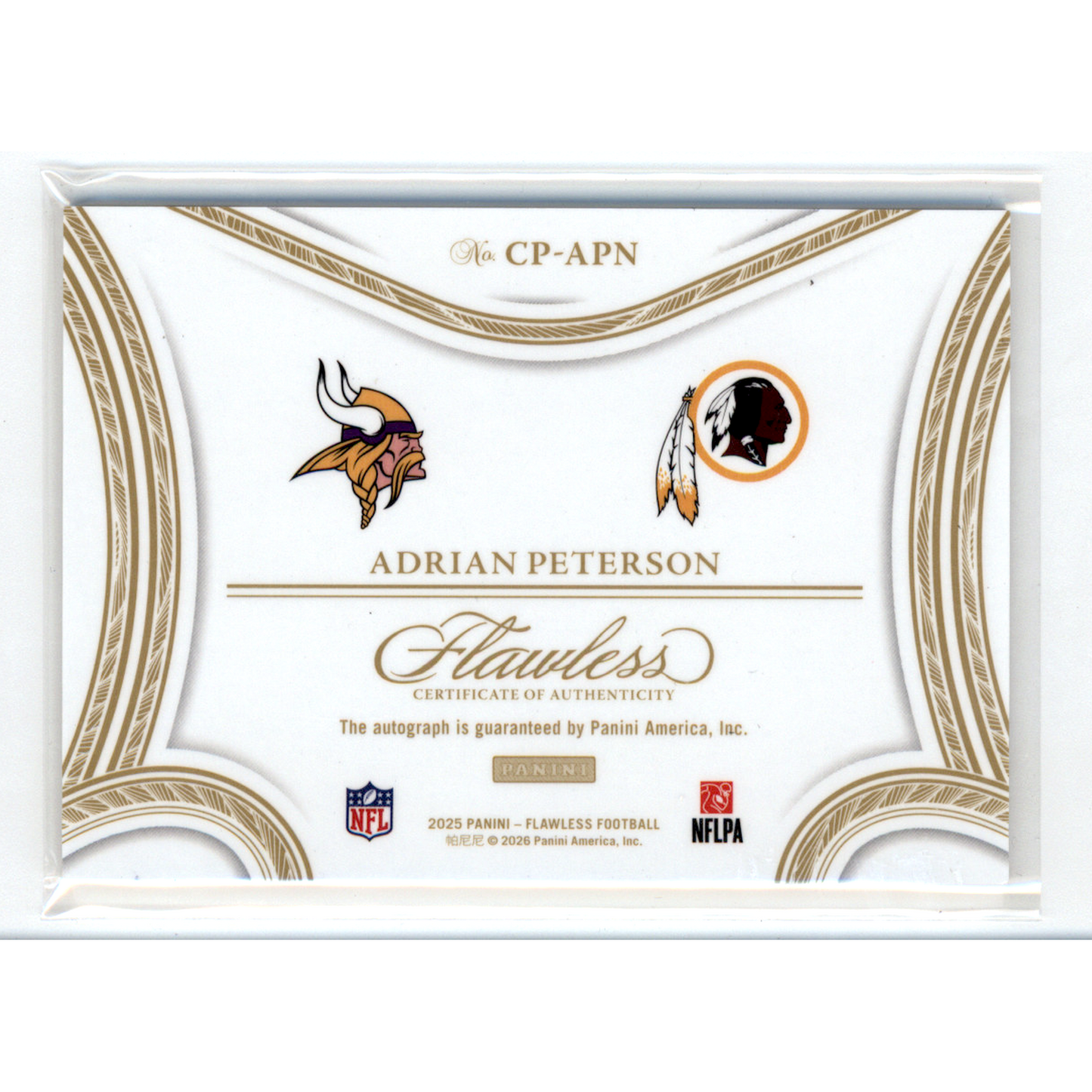 2026 Panini Flawless Football Adrian Peterson #CP-APN /10
