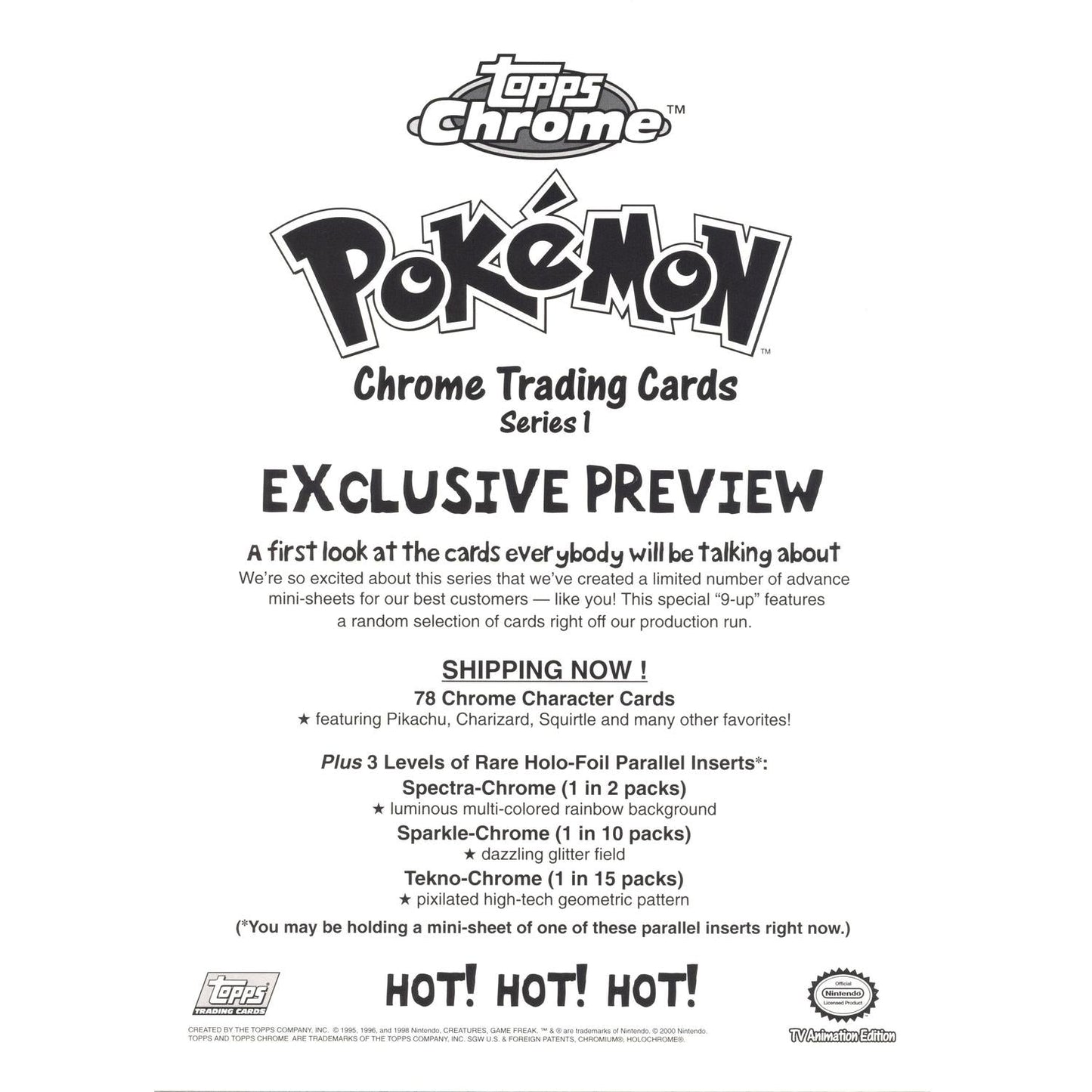 Pokemon: Topps Series 1 Chrome Promo Sheet Ivysaur