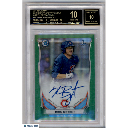 2014 Bowman Chrome Prospect Auto Green Refractors Kris Bryant #BCAPKB BGS 10