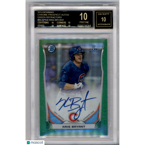2014 Bowman Chrome Prospect Auto Green Refractors Kris Bryant #BCAPKB BGS 10