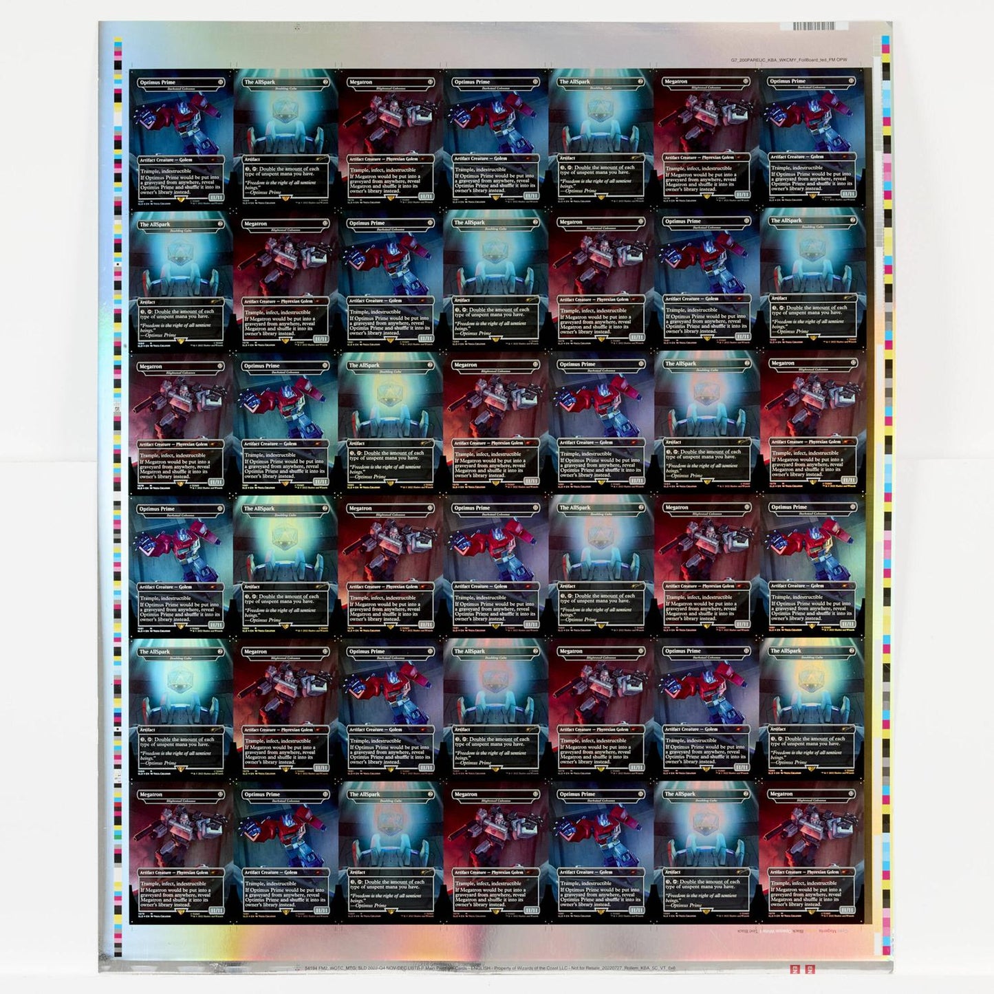 Magic the Gathering - Uncut Sheet: Secret Lair Drop: Transformers - Optimus Prime vs Megatron Borderless Mythic Rare (foil)