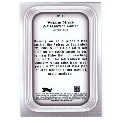2026 Topps Chrome Diamond Moments Willie Mays #DM-11 Black Refractor