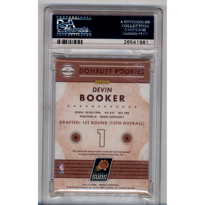 2015 Panini Donruss Rookie Material Signatures Devin Booker #RMSDB SIG. PSA 10