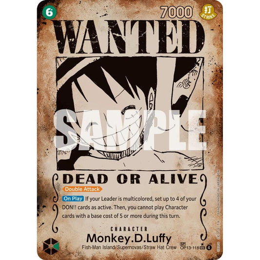 Monkey.D.Luffy (118) (Wanted Poster) (OP13-118) [Carrying On His Will]  Foil