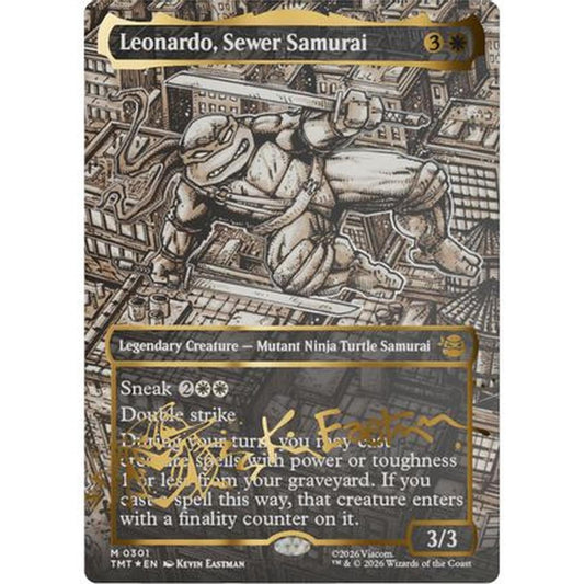 Leonardo, Sewer Samurai (Borderless) (Gold-Stamped Signature) [Teenage Mutant Ninja Turtles] Foil