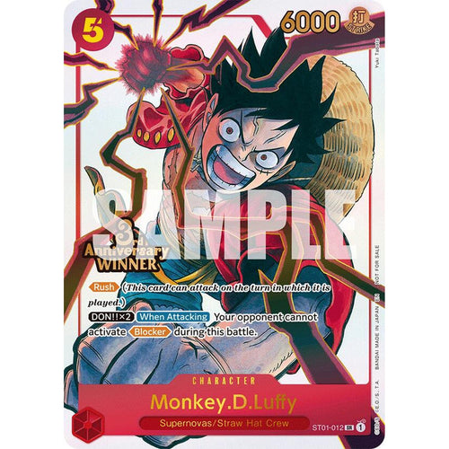 Monkey.D.Luffy - ST01-012 (3rd Anniversary Winner) (ST01-012) [One Piece Promotion Cards]  Foil