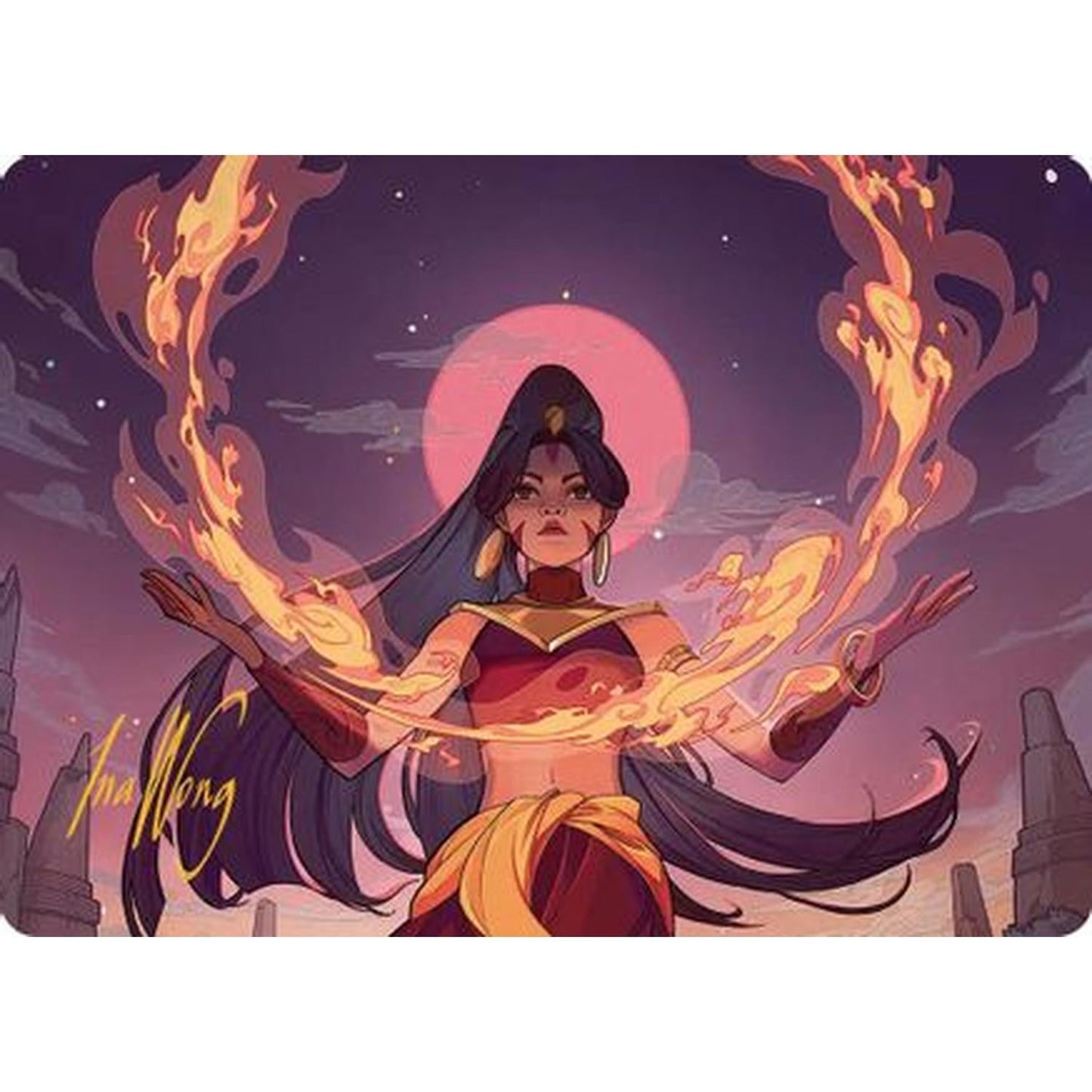 Firebending Student Art Card (Gold-Stamped Signature) [Art Series: Avatar: The Last Airbender]