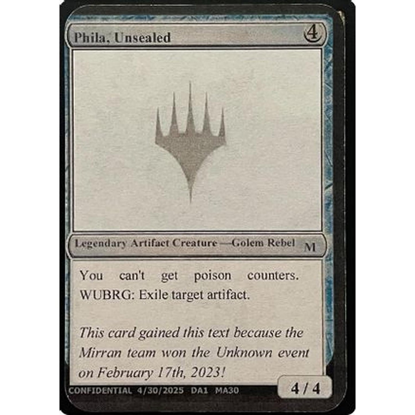 Phila, Unsealed (Reprint) [Un-Known Event Playtest Cards]