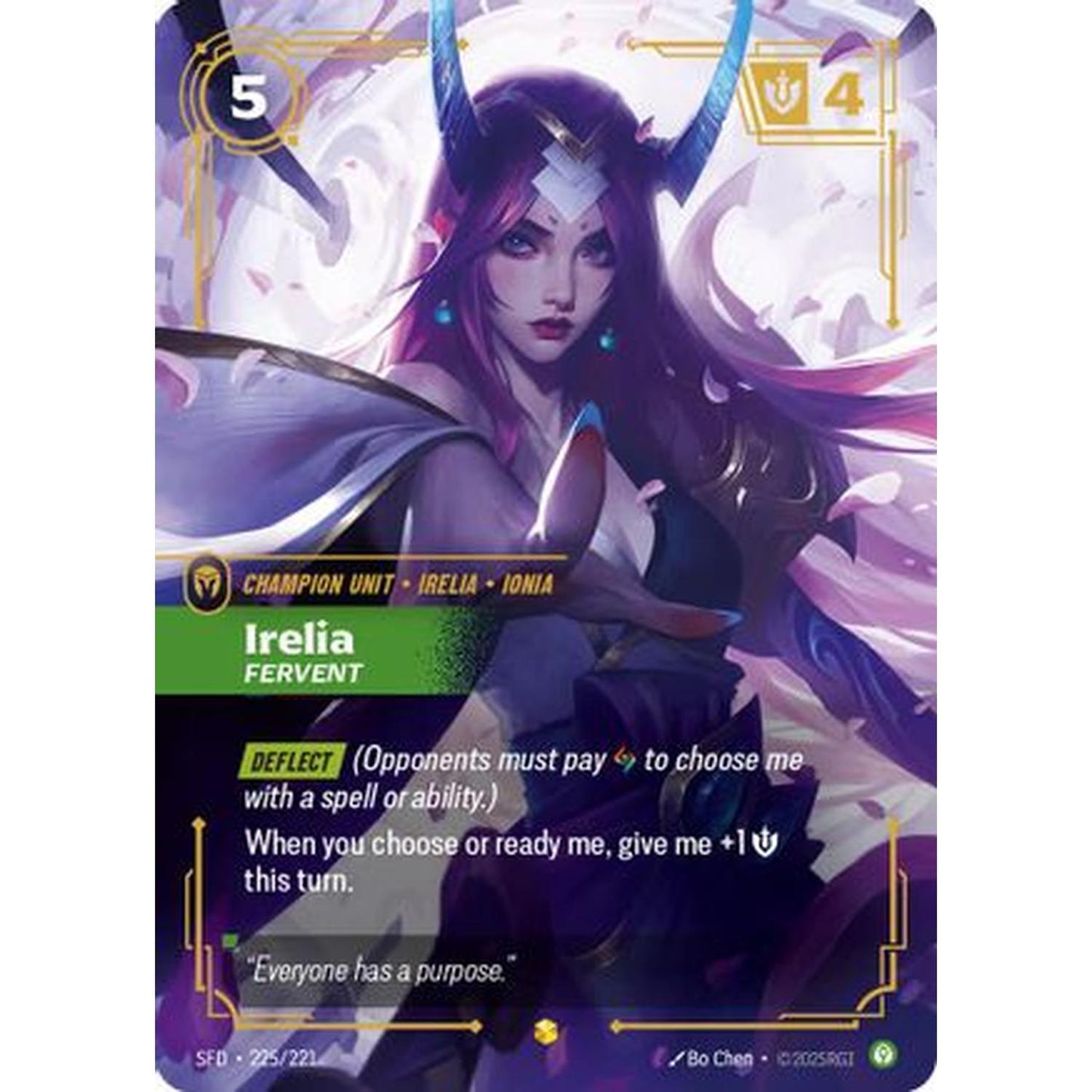 Irelia - Fervent (Overnumbered) (225/221) [Spiritforged] Foil