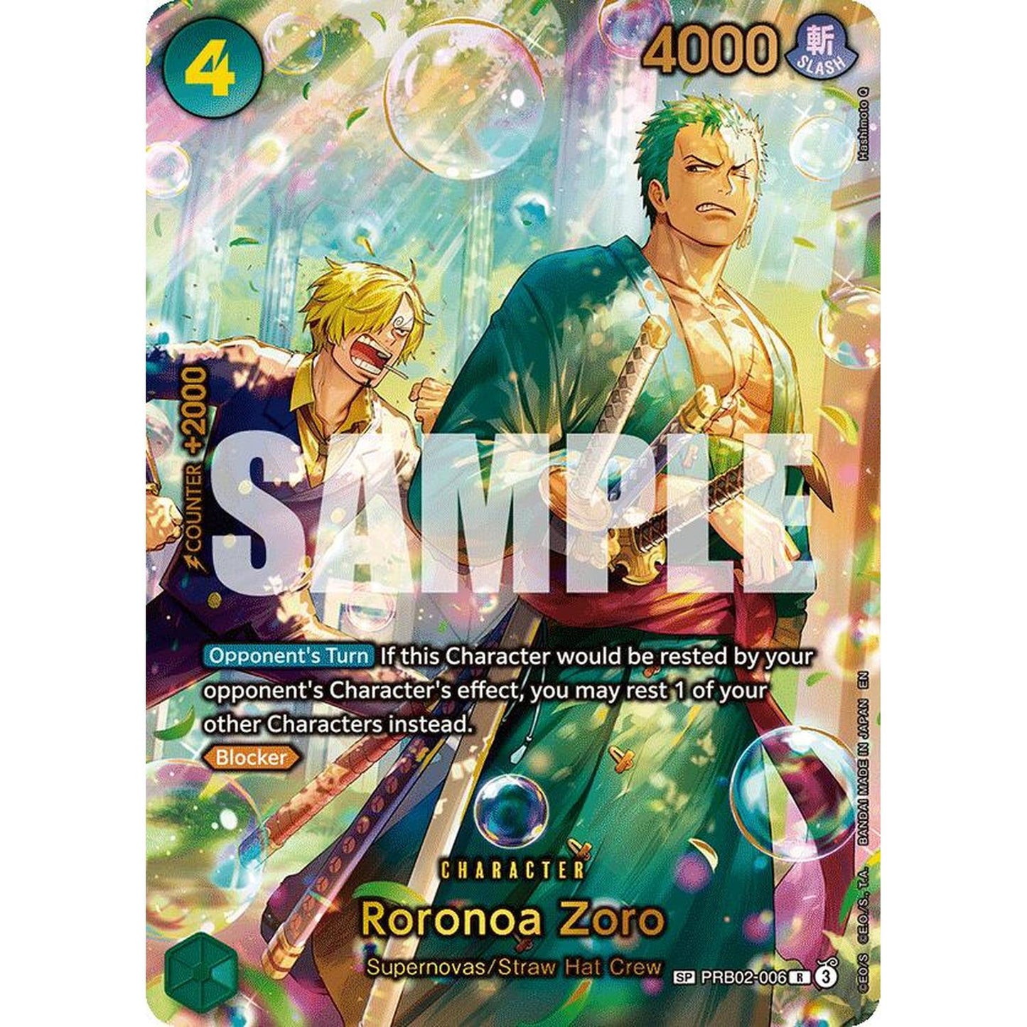 Roronoa Zoro - PRB02-006 (SP) (PRB02-006) [The Azure Sea's Seven]  Foil