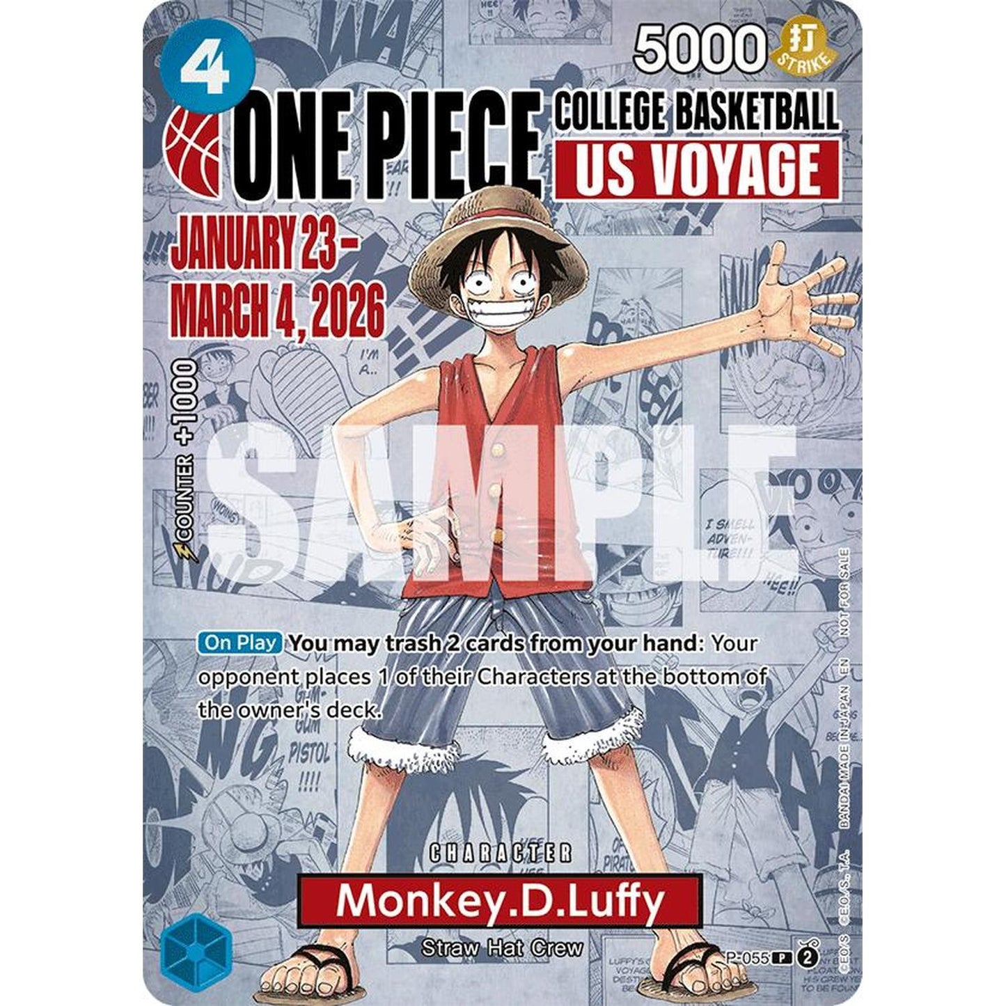 Monkey.D.Luffy (055) (College Basketball US Voyage) (P-055) [One Piece Promotion Cards]  Foil