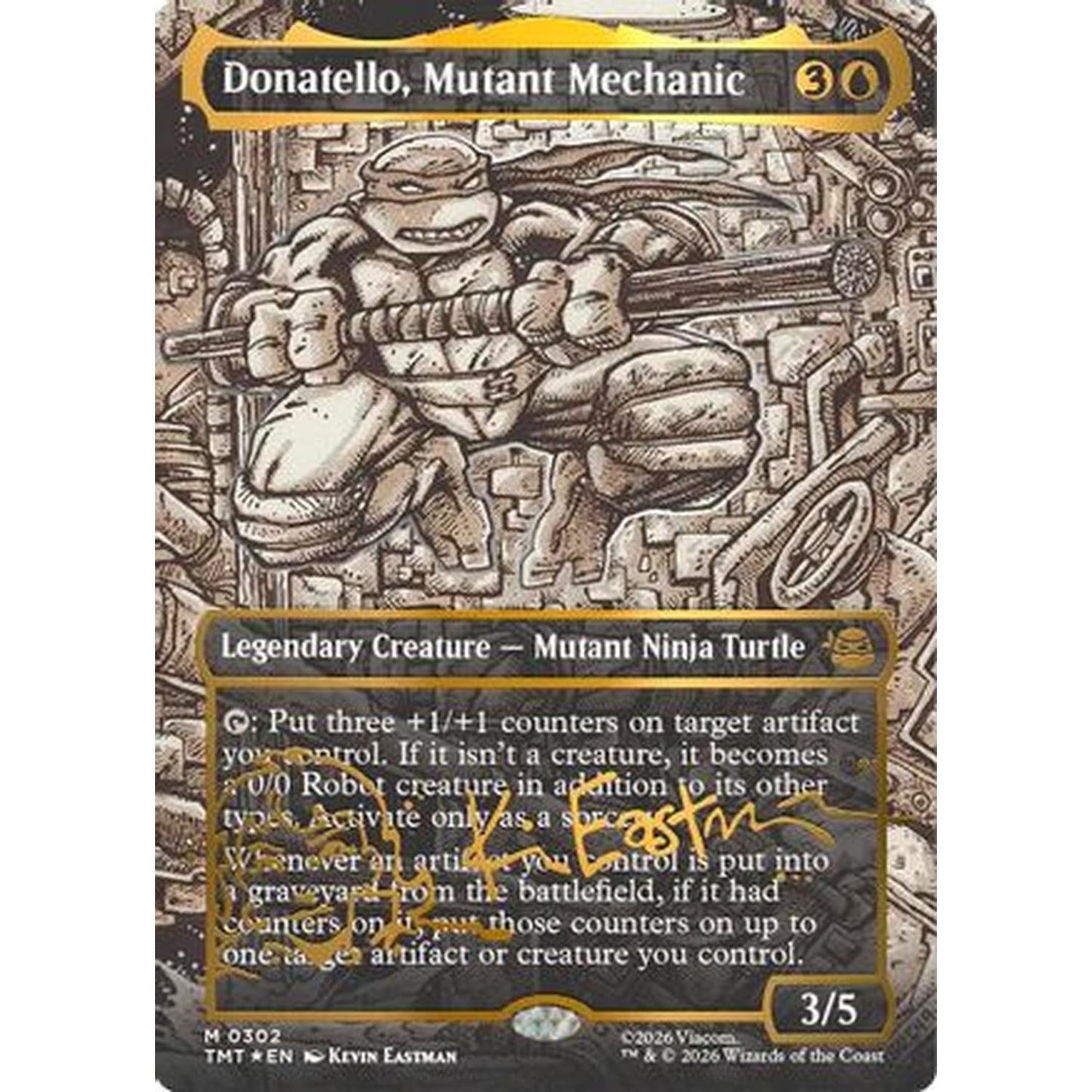 Donatello, Mutant Mechanic (Borderless) (Gold-Stamped Signature) [Teenage Mutant Ninja Turtles] Foil