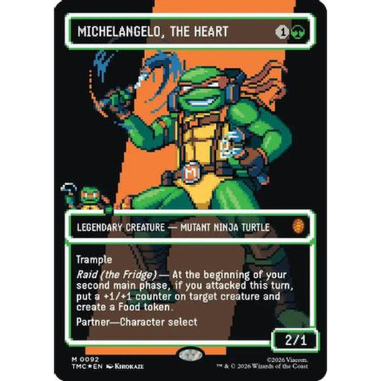 Michelangelo, the Heart (0092) (Borderless) (Surge Foil) [Commander: Teenage Mutant Ninja Turtles] Foil