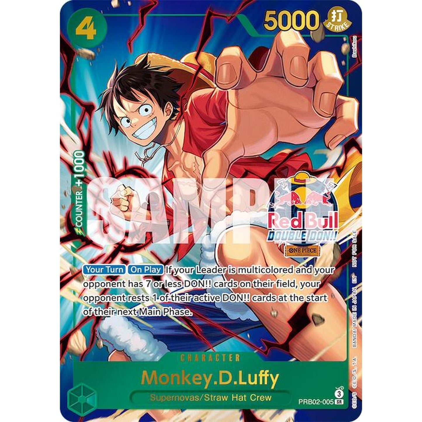 Monkey.D.Luffy (Red Bull Double Don!!) (Winner) (PRB02-005) [One Piece Promotion Cards]  Foil