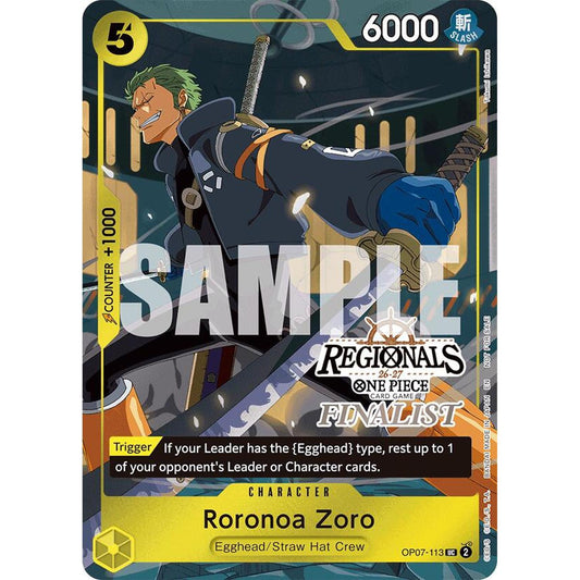 Roronoa Zoro (113) (Regionals Finalist Card Set 26-27) (OP07-113) [One Piece Promotion Cards]  Foil