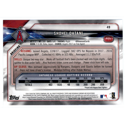 2018 Bowman Shohei Ohtani #49