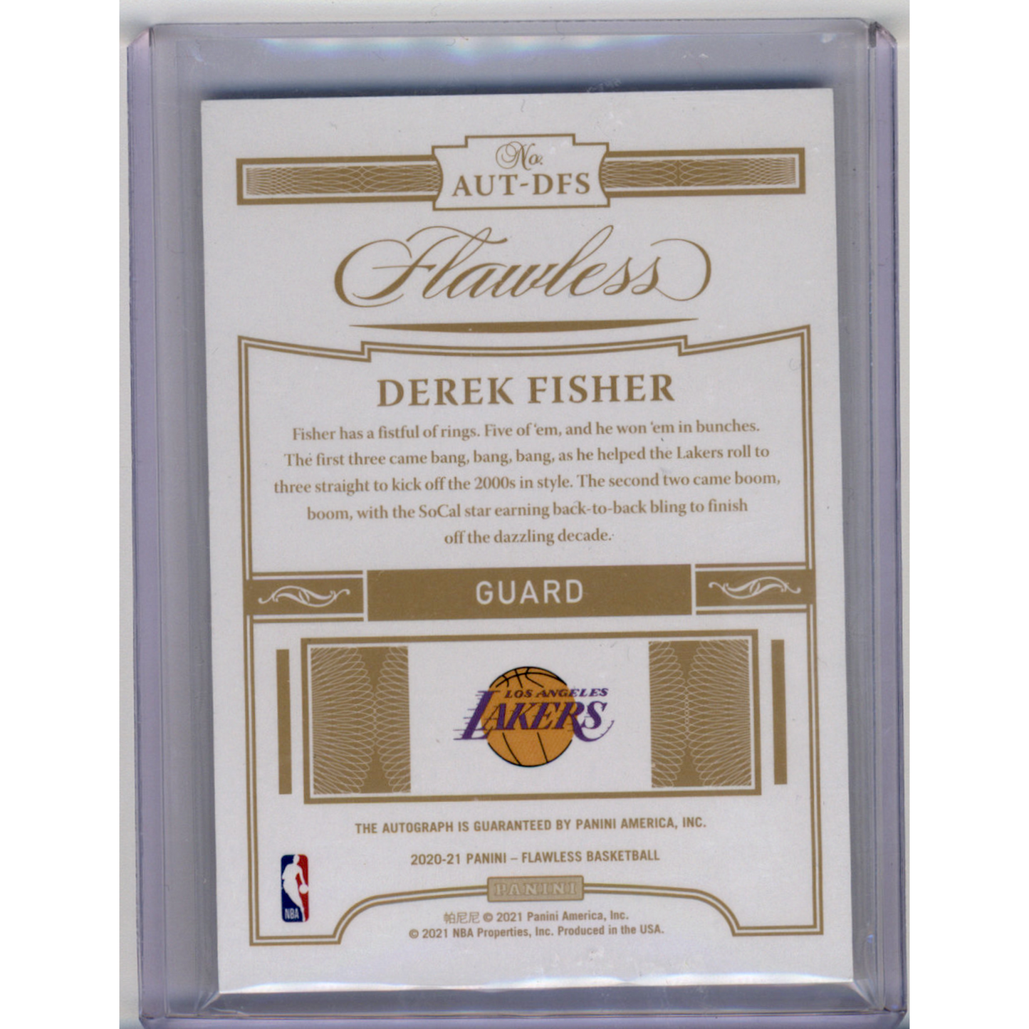 2021 Panini Flawless Signatures Derek Fisher #AUT-DFS /15