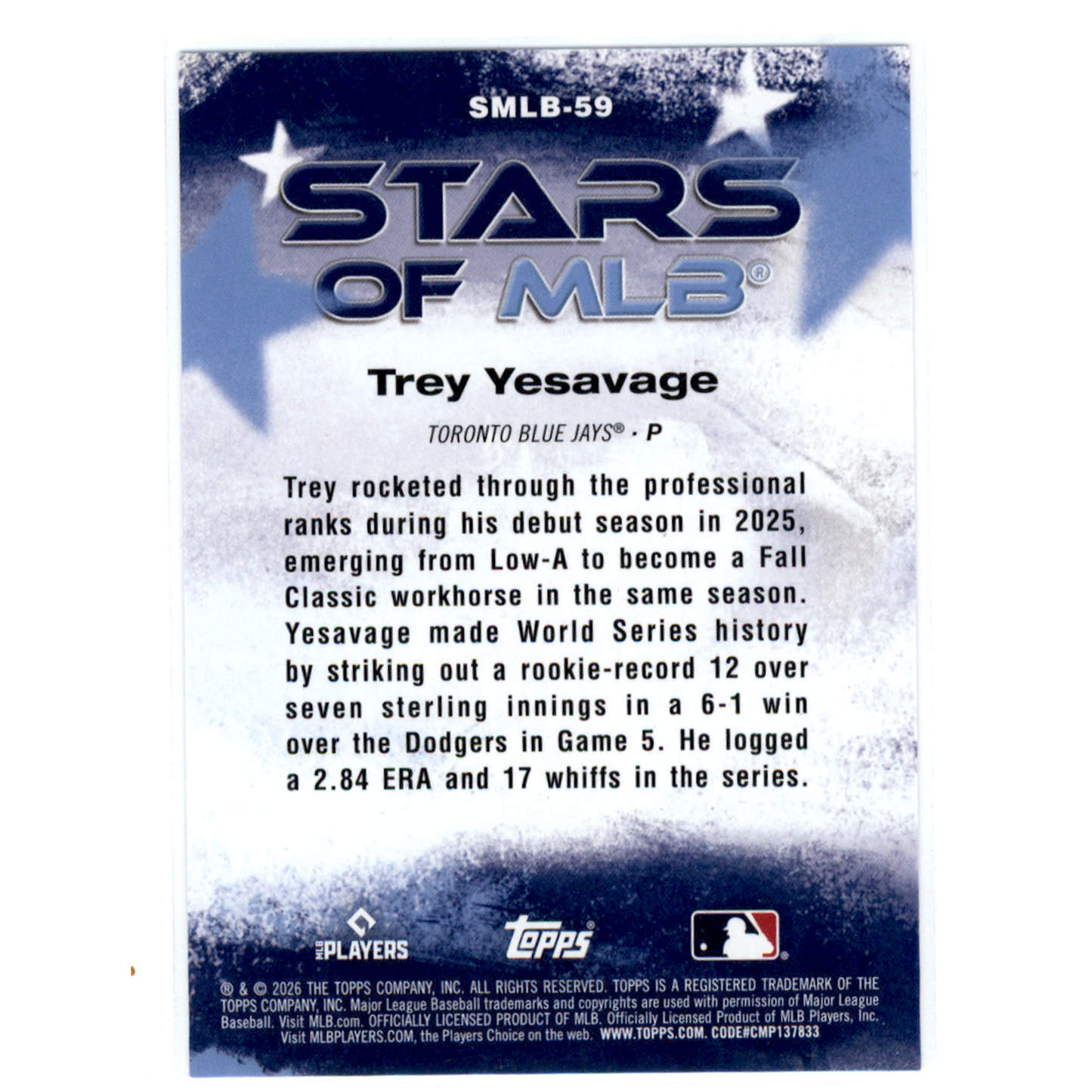 2026 Topps Stars of MLB Trey Yesavage #SMLB-59 Red
