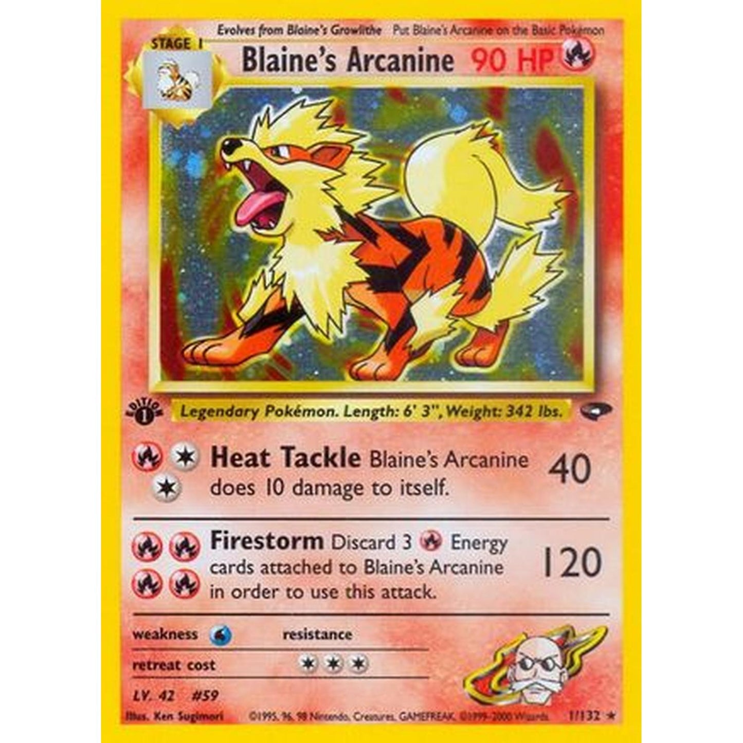 Blaine's Arcanine 001 [Gym Challenge]  - 1st Edition Holofoil