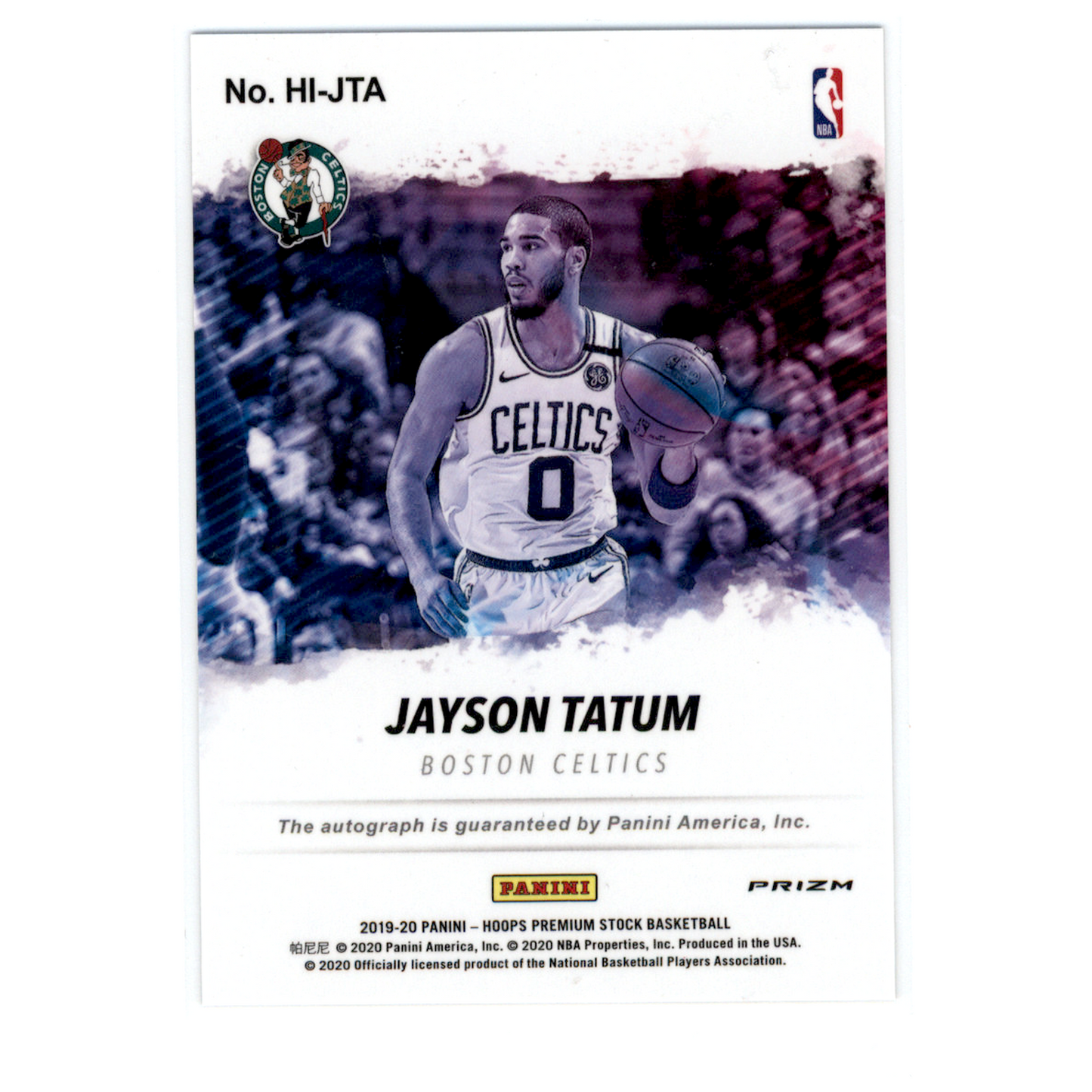 2020 Panini Hoops Premium Stock Hoops Ink Jayson Tatum #HI-JTA