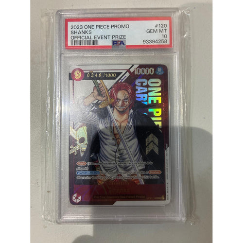 One Piece Card Game: Shanks Serialized Prize Card # /1000 PSA 10