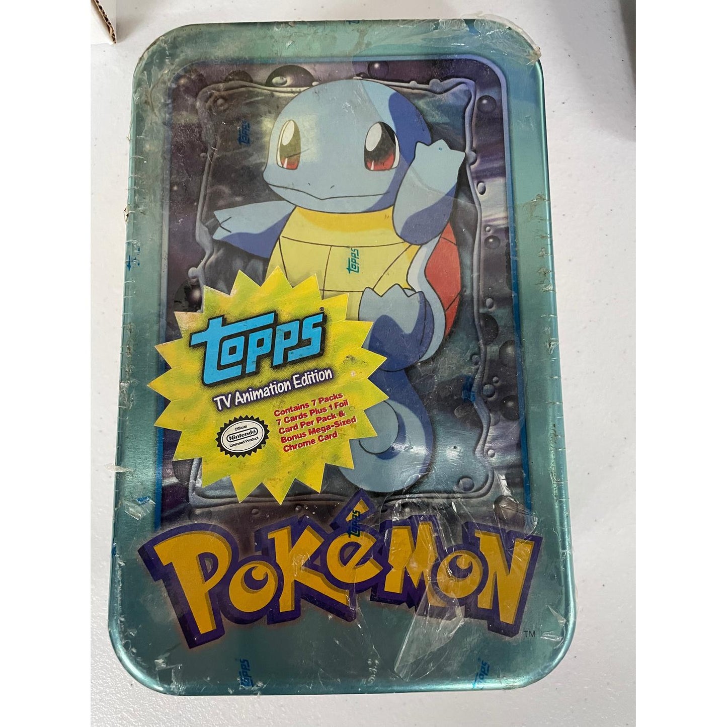 Squirtle - 1999 Topps TV Animation Edition Tin - Pokemon Vintage - Sealed (Torn Shrink)