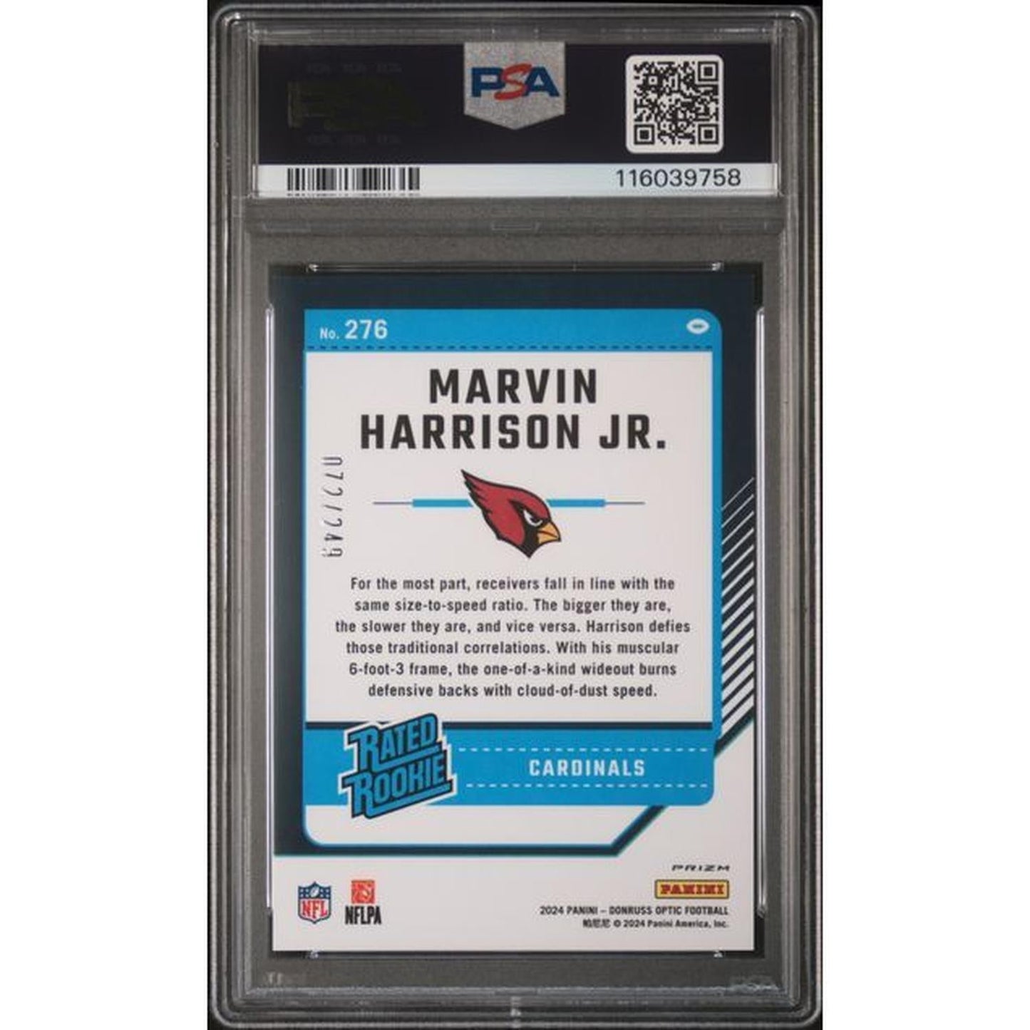 2024 Donruss Optic Marvin Harrison JR. Orange PSA 10