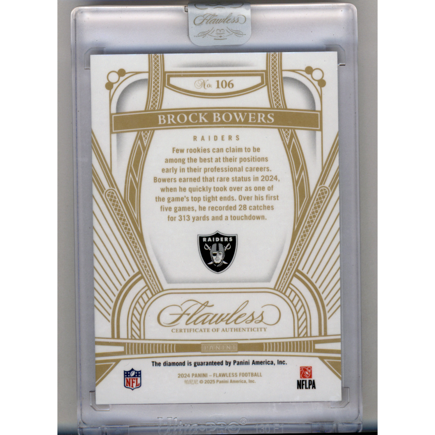 2025 Panini Flawless Football Brock Bowers #106 /10