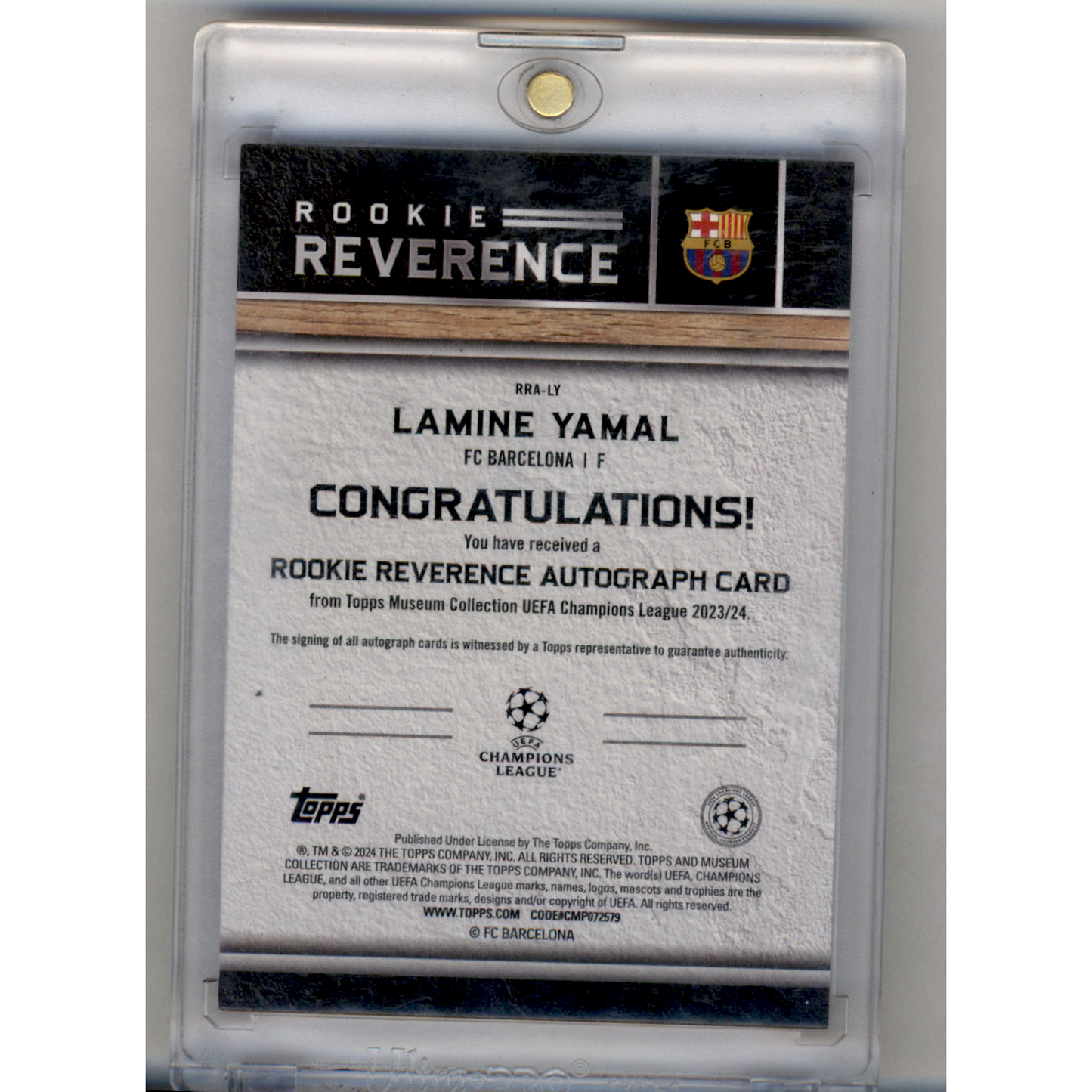 2024 Topps Museum Collection UEFA Champions League Rookie Reverence Lamine Yamal #RRA-LY