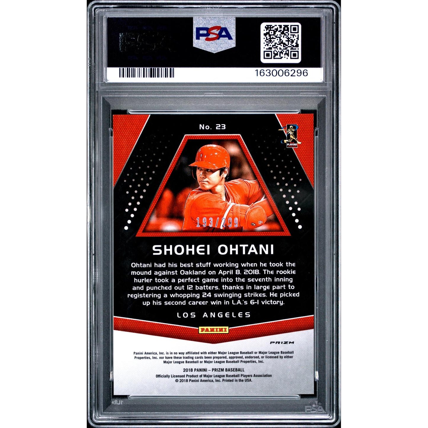 2018 Panini Chronicles Prizm Shohei Ohtani #23 Hyper PSA 9