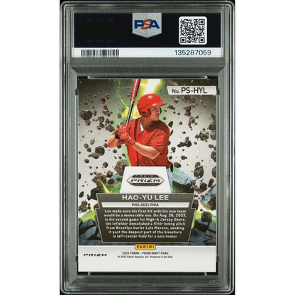 2022 Panini Prizm Draft Picks Power Surge Hao-Yu Lee #PSHYL PWR. Surge Gold Vinyl PSA 9