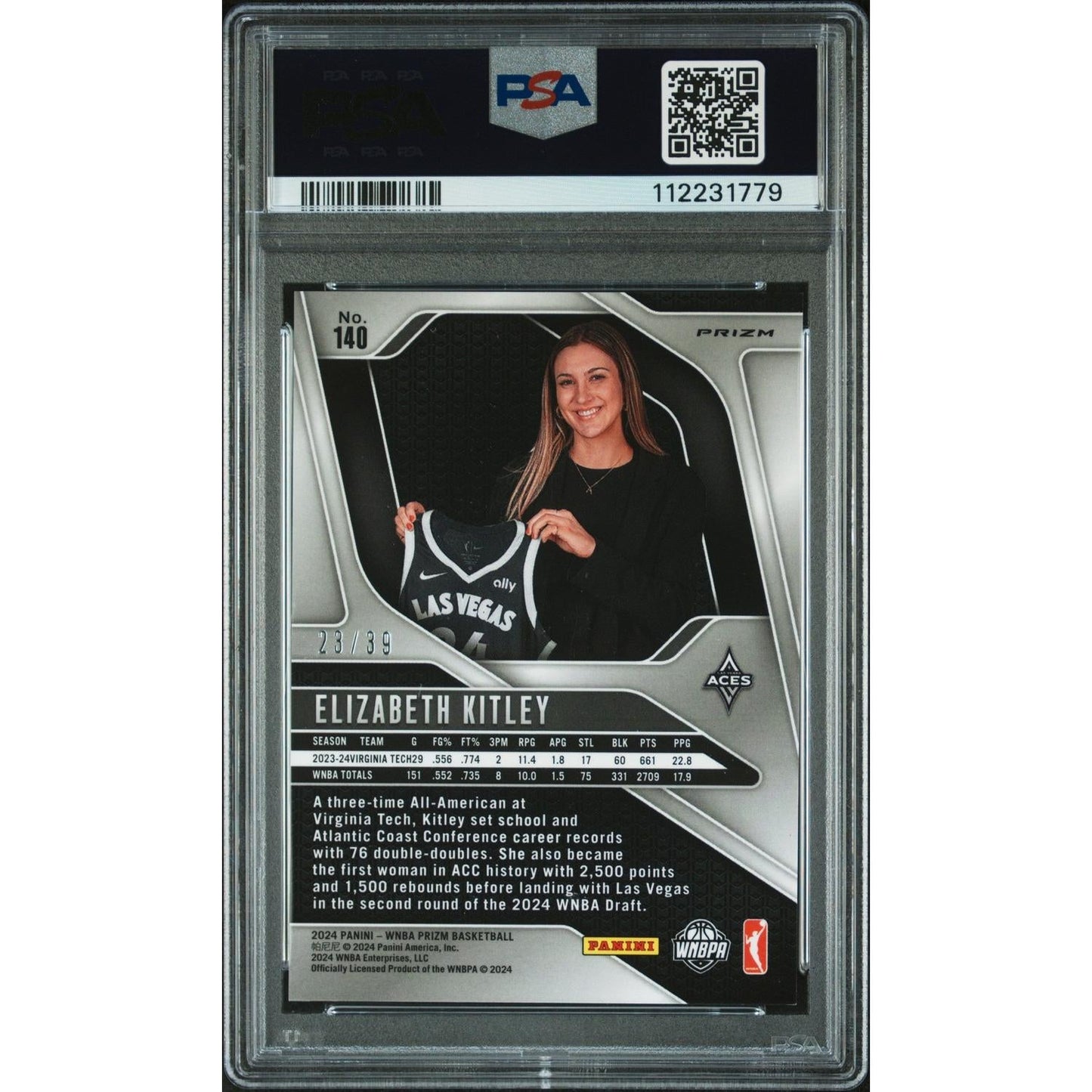2024 Panini Prizm WNBA Elizabeth Kitley #140 Black Velocity PSA 9