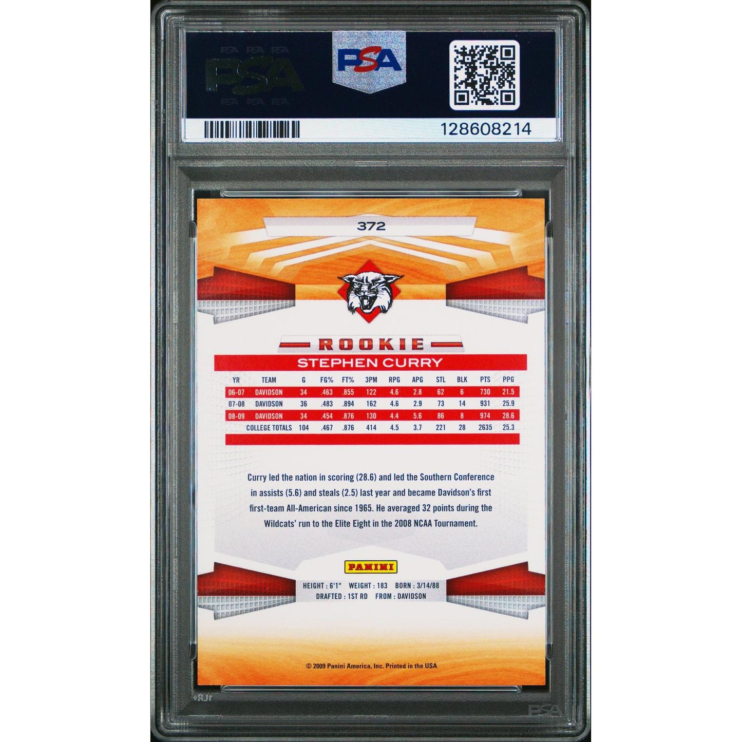 2009 Panini Stephen Curry #372 PSA 9