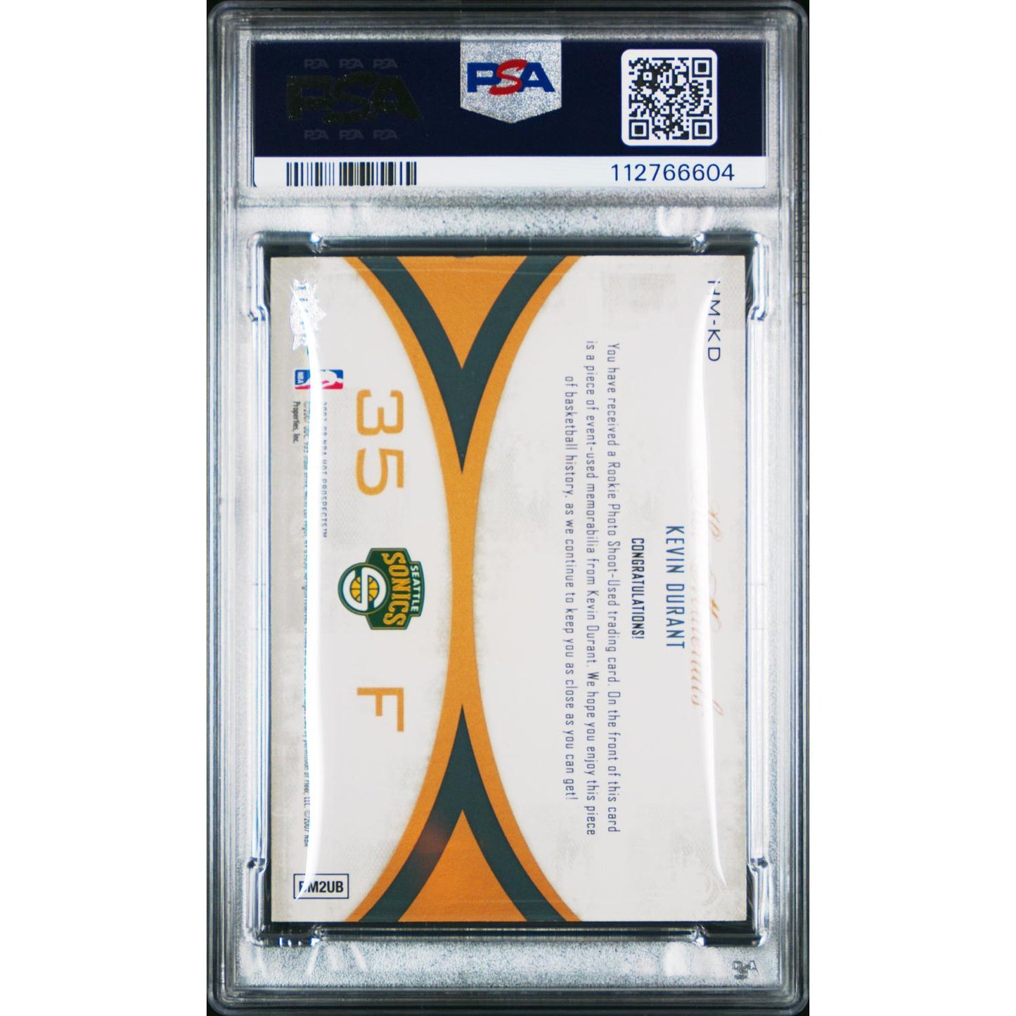 2007 Fleer Hot Prospects Hot Materials Kevin Durant #HM-KD PSA 10