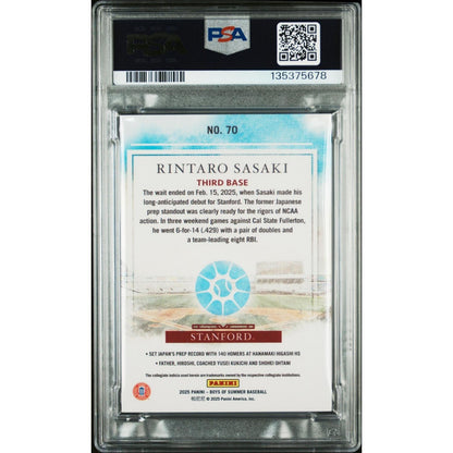 2025 Panini Boys Of Summer Rintaro Sasaki #70 Emerald PSA 9