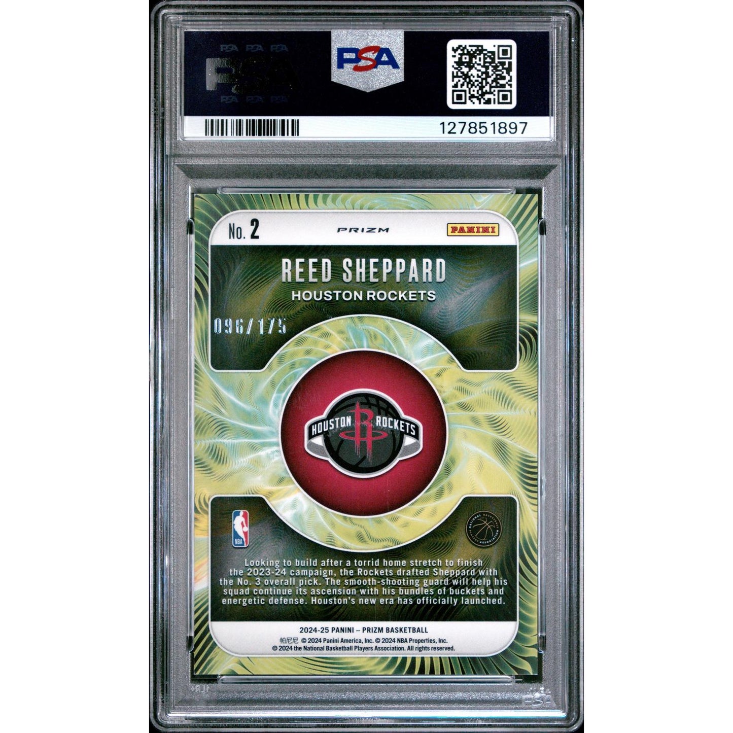 2024 Panini Prizm Fractal Reed Sheppard #2 Blue Wave PSA 10