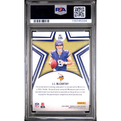 2024 Panini Rookies & Stars JJ Mccarthy #135 Purple PSA 10