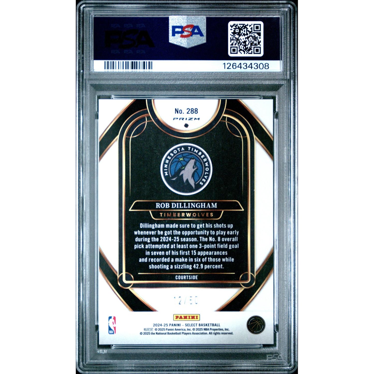 2024 Panini Select Rob Dillingham #288 Green Wave PSA 10
