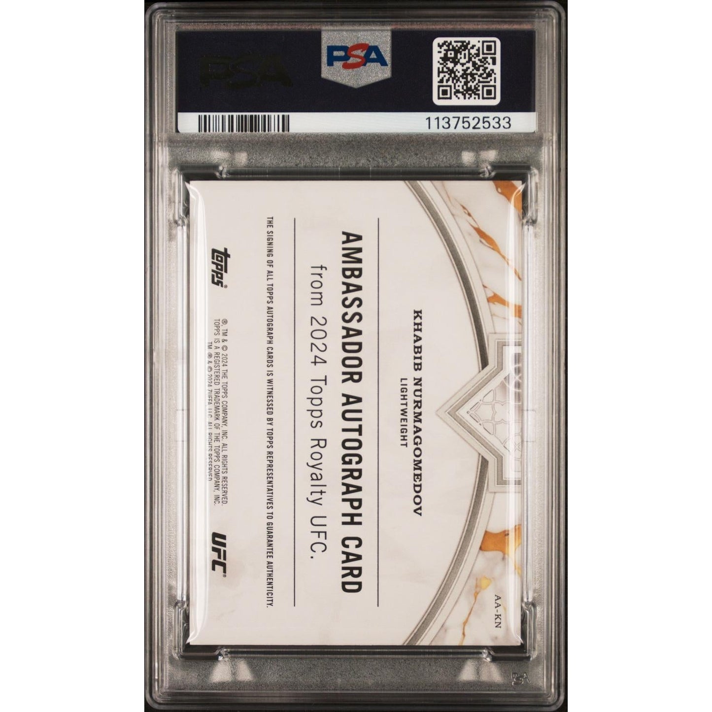 2024 Topps Royalty UFC Ambassador Autographs Khabib Nurmagomedov #AAKN Blue PSA 9