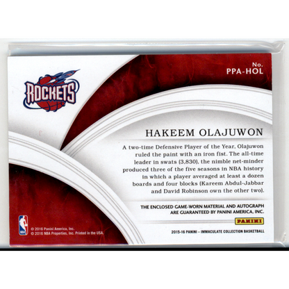 2016 Panini Immaculate Collection Hakeem Olajuwon #PPA-HOL /25