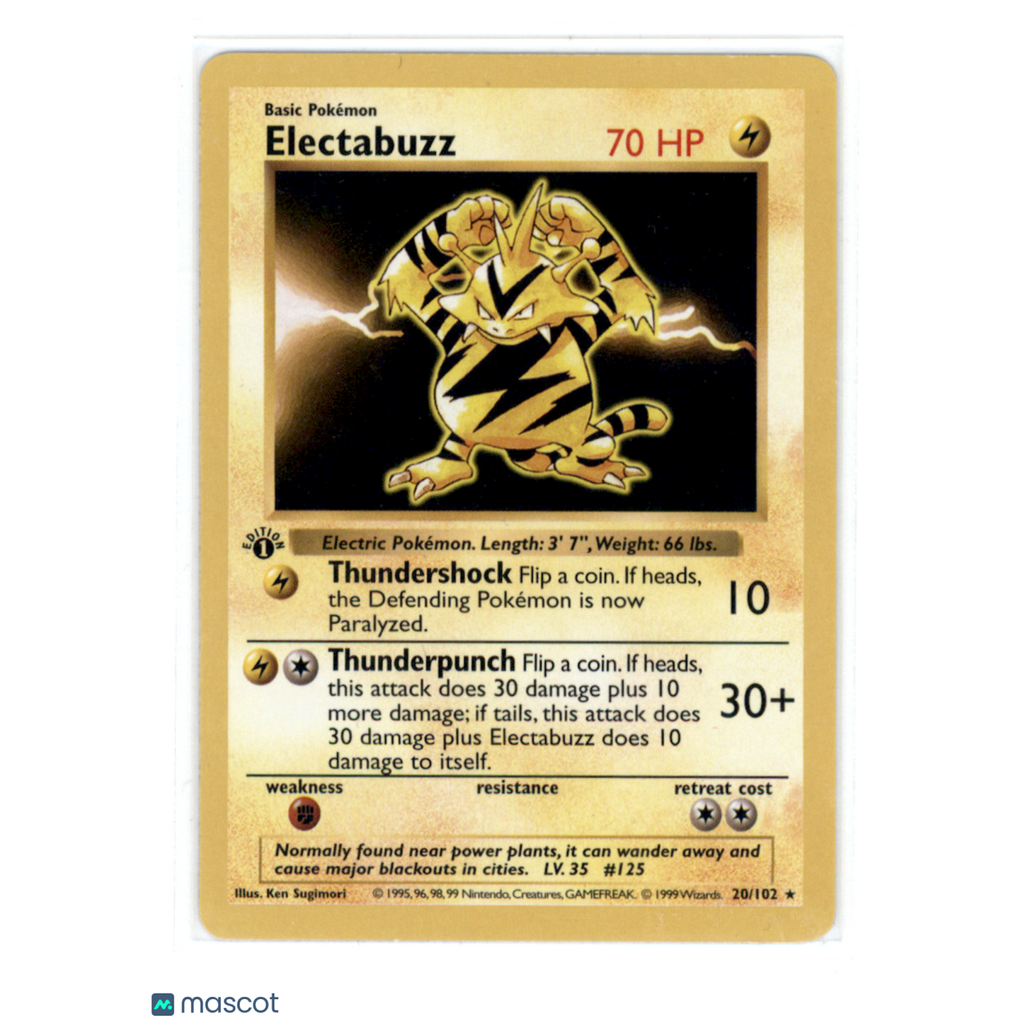 1999 Base Set Electabuzz #20/102 1st Edition