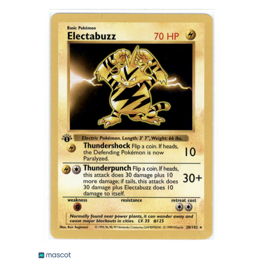 1999 Base Set Electabuzz #20/102 1st Edition