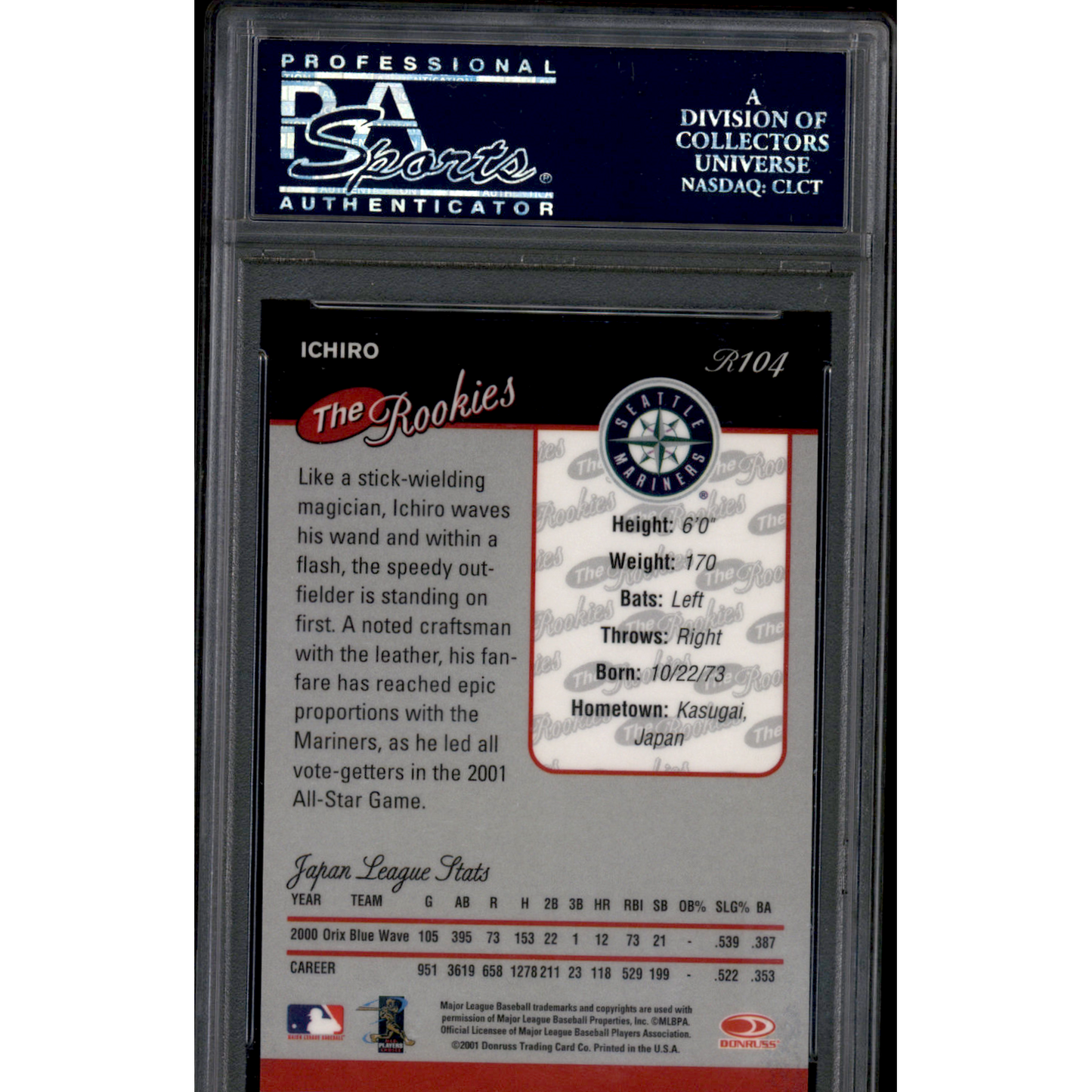 2001 Topps Ichiro Suzuki #726 PSA 10
