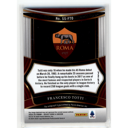 2025 Panini Select Serie A Soccer Serie A Signatures Francesco Totti #SS-FTO