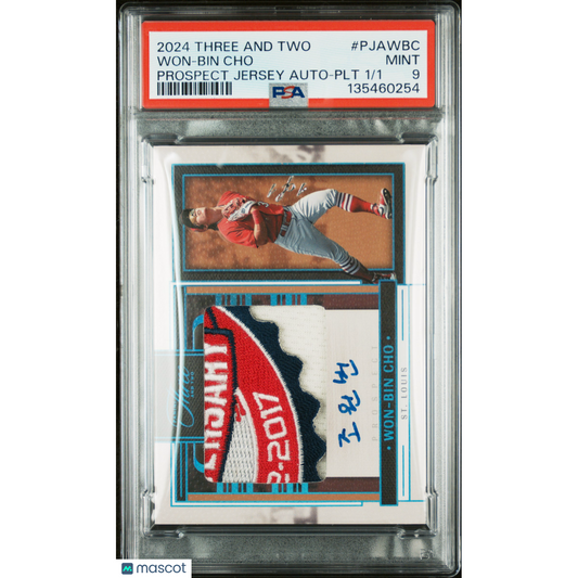 2024 Panini Three And Two Prospect Jersey Autographs Won-Bin Cho #PJAWBC PLT PSA 9