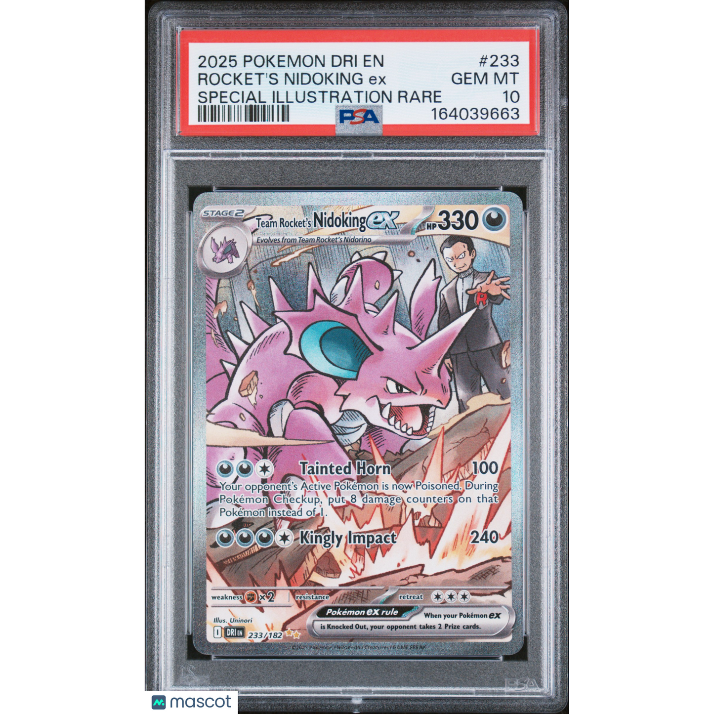 2025 Pokemon Dri EN-Destined Rivals Rocket's Nidoking EX #233 SIR PSA 10